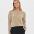 Bluse sandfarvet m/ lange ærmer & perle detaljer "CherriSZ" - Saint Tropez