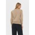 Bluse sandfarvet m/ lange ærmer & perle detaljer "CherriSZ" - Saint Tropez