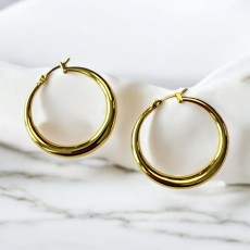 Øreringe - Friihof + Siig "Big hoops" guldbelagt - Stor 40 mm