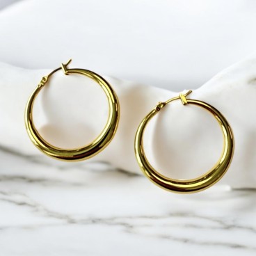 Øreringe - Friihof + Siig "Big hoops" guldbelagt - Stor 40 mm