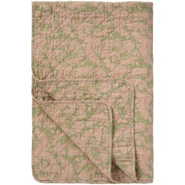 Quilt / Vattæppe m/ grønt og rosa paisley - Ib Laursen 130x180