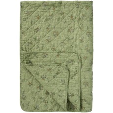Quilt / Vattæppe grøn m/ blomsterranke - Ib Laursen 130x180