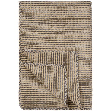 Quilt / Vattæppe beige m/ mørkeblå stængler - Ib Laursen 130x180