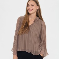 Bluse "NuriSZ" nougat brun m/ bindebånd - Saint Tropez