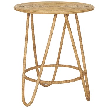 Bord rund i flettet rattan m/ 3 ben - Ib Laursen Ø: 60 - H: 72