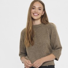 Strik "NovaSZ" støvet lysebrun m/ glimmer - Saint Tropez