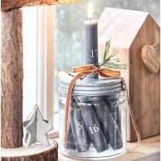 Kalenderlys 24 mørkegrå bedelys m/ hvide tal 1-24 - Ib Laursen