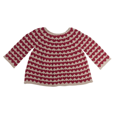 Strikket sweater m/ hjerter t/ børn str. 3-4 år - Maileg