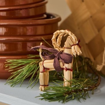 Julebuk t/ ophæng m/ brunt bånd - Ib Laursen - H: 8,5