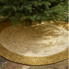 Tæppe rundt jute m/ brun kant - Bloomingville - Juletræstæppe 90 cm