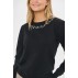 Bluse sort m/ perle detaljer langs halsen "TemmaSZ" - Saint Tropez