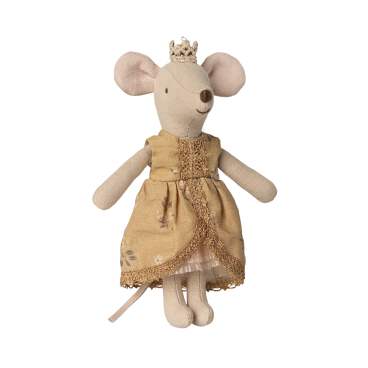 Prinsessemus i karry/guld kjole og krone - Maileg - Storesøster