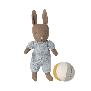 Kanin sæt micro brun i blå m/ bold - Maileg H: 11
