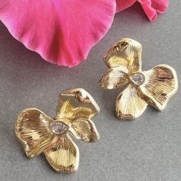 Øreringe / ørestikker - Friihof + Siig guldbelagt "Flower"