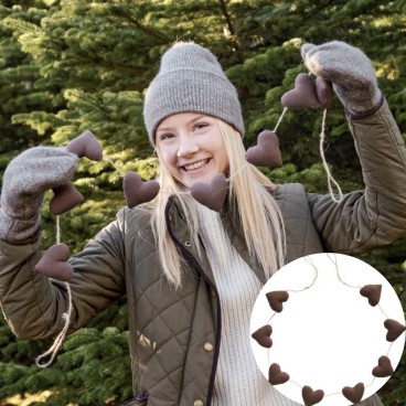 Ranke m/ 8 brune hjerter "My Nostalgic Christmas" - Ib Laursen L: 125 cm