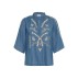 Bluse "OnayaSZ" blød denim m/ broderi - Saint Tropez
