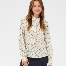 Skjorte "OmeliaSZ" råhvid m/ blå blomster - Saint Tropez