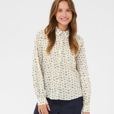 Skjorte "OmeliaSZ" råhvid m/ blå blomster - Saint Tropez