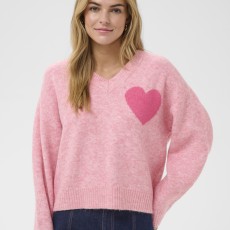 Striktrøje "PariaSZ" rosa m/ pinkfarvet hjerte - Saint Tropez