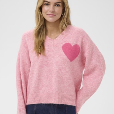 Striktrøje "PariaSZ" rosa m/ pinkfarvet hjerte - Saint Tropez