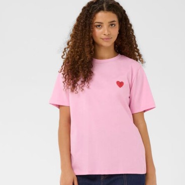 T-shirt "PextanSZ" lyserød m/ rødt hjerte - Saint Tropez