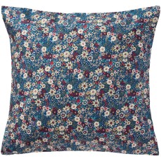 Pudebetræk blå m/ lyse, røde, blå og rosa blomster - Ib Laursen 60x60