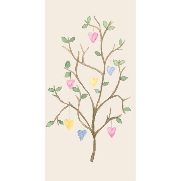 Servietter m/ forårsgren m/ farvedde hjerter - Ib Laursen 16 stk.