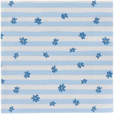 Kaffeservietter m/ blå blomster og striber - Ib Laursen 20 stk.