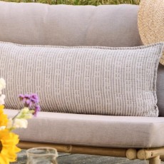 Pudebetræk natur/brun stribet m/ stikninger - Ib Laursen 35x80