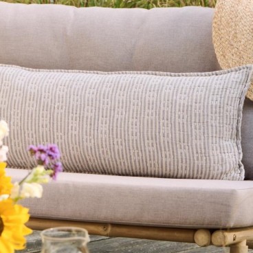 Pudebetræk natur/brun stribet m/ stikninger - Ib Laursen 35x80