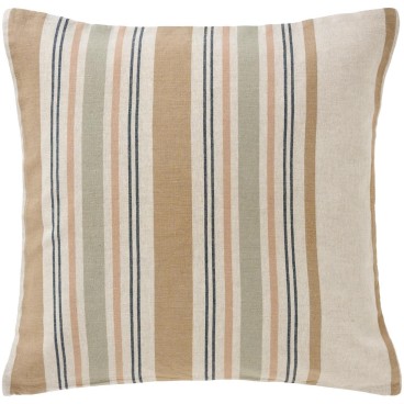 Pudebetræk hørfarvet m/ forskellige striber - Ib Laursen 50x50