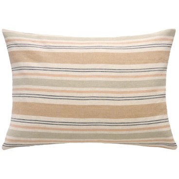 Pudebetræk hørfarvet m/ forskellige striber - Ib Laursen 50x70