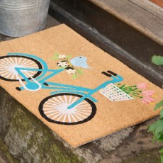 Dørmåtte af kokos m/ cykel og cykelkurv - Ib Laursen 45x75