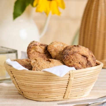 Kurv oval m/ firkantet bund rattan - Ib Laursen