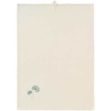 Viskestykke råhvid "Flora" m/ blå skærmblomst - Ib Laursen 50x70