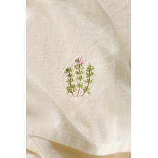 Stofserviet "Summer Vibes" råhvid m/ broderet timian - Ib Laursen