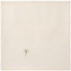 Stofserviet "Flora" råhvid m/ broderet firkløver- Ib Laursen