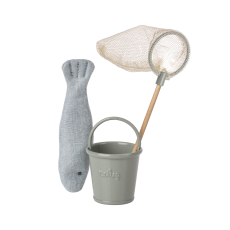 Fiskeudstyr t/ mus - Maileg m/ spand, fisk og net