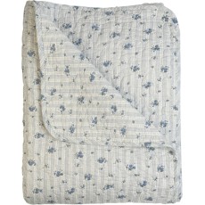 Quilt / Vattæppe "Rosalie-Fransk" lyseblå m/ blomster - Au Maison 140x180