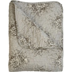 Quilt / Vattæppe "Noelle-Grå" grå m/ blomster - Au Maison 140x220
