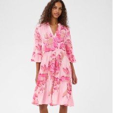 Kjole "EdaSZ" rosa / pink & sandfarvet mønster - Saint Tropez