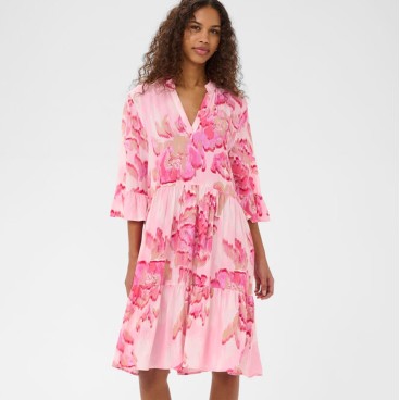 Kjole "EdaSZ" rosa / pink & sandfarvet mønster - Saint Tropez