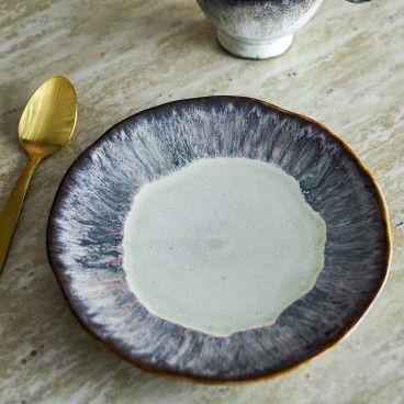 Tallerken "Imogen" grå/blå nuancer - Bloomingville Ø:16,5