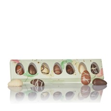 Påskegave 7 æg i grøn aflang æske m/ blomster - Cocoture 87 g