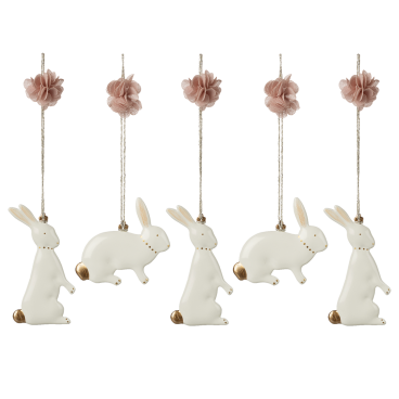 Påskeharer metalornamenter i æske - Maileg - 5 stk.