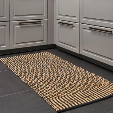 Tæppe / løber læder brun/sort - Ib Laursen -70x140