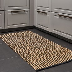 Tæppe / måtte læder brun/sort - Ib Laursen 60x90