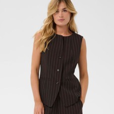 Vest "PanteleaSZ" brun m/ lyseblå striber - Saint Tropez