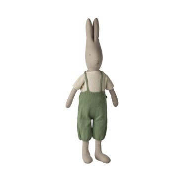 Drengekanin i striktrøje & grønne overalls - Maileg Str. 5