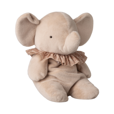 Plyselefant blå/grå plys m/ flæsekrave - Maileg H: 45